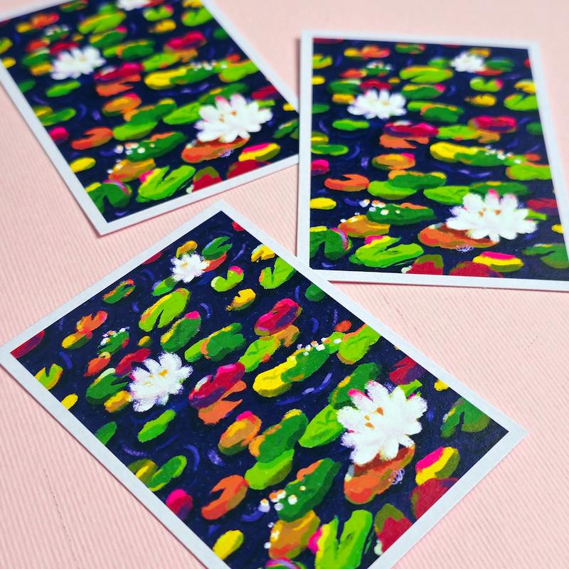 نقاشی دیجیتال برکه نیلوفرهای آبی (۵)