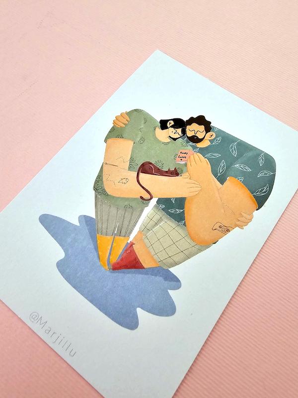 پرینت تصویرسازی Sleepy Lovers