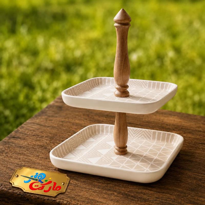 هولدر چوبی دو طبقه( چوب گردو )