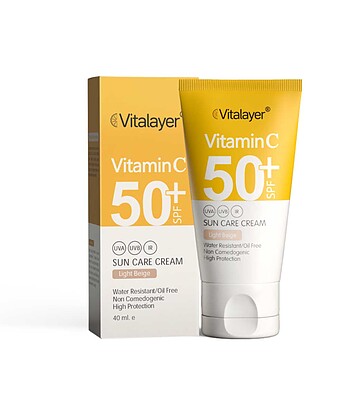 کرم ضد آفتاب رنگی SPF50 حاوی ویتامین سی حجم 40میل ویتالیر
