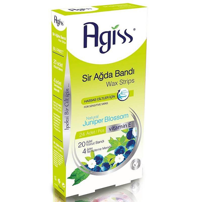 نوار موبر بدن 24 عددی آگیس مناسب پوست های حساس Agiss Body Wax Strips For Sensitive Skins Juniper Blossom