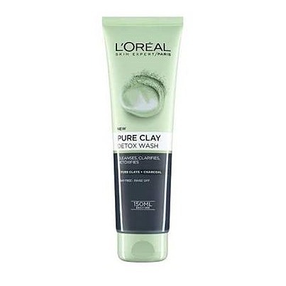 ژل شستشوی لایه بردار ( اسکراب ) خاک رس و زغال پاک کننده لورال PURE-CLAY Detox L’Oréal حجم ۱۵۰ میلی لیتر