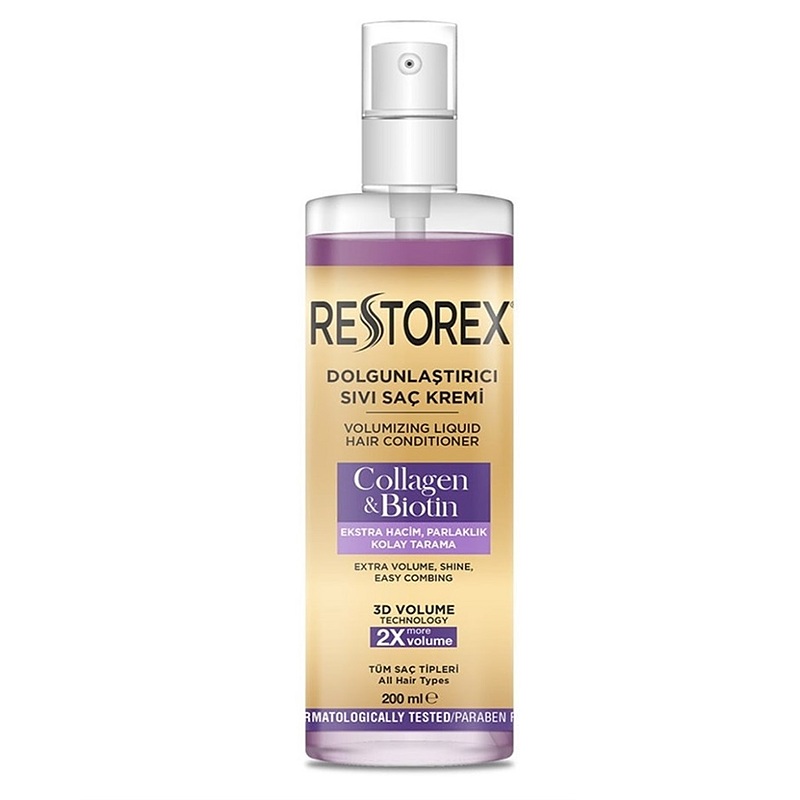 اسپری مو حجم دهنده و نرم کننده رستورکس RESTOREX COLLAGEN & BIOTIN