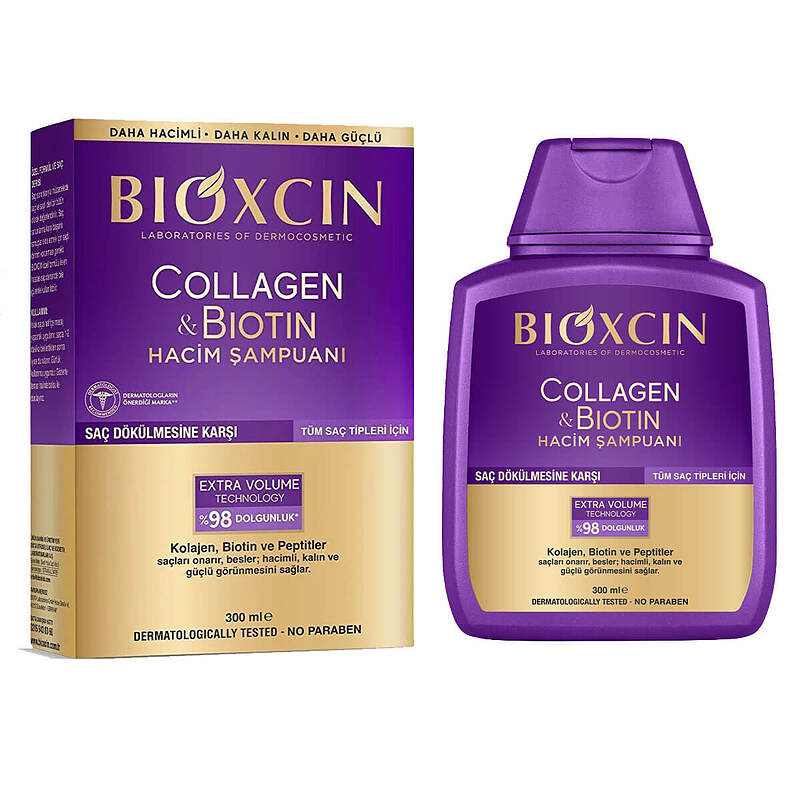 شامپو ضد ریزش و حجم دهنده بیوکسین حاوی بیوتین و کلاژن Bioxcin Collagen & Biotin Hacim Sampuan