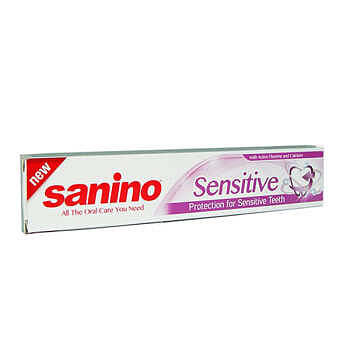 خمیر دندان سانینو sanino برای دندان های حساس مدل SENSITIVE حجم 100 میلی