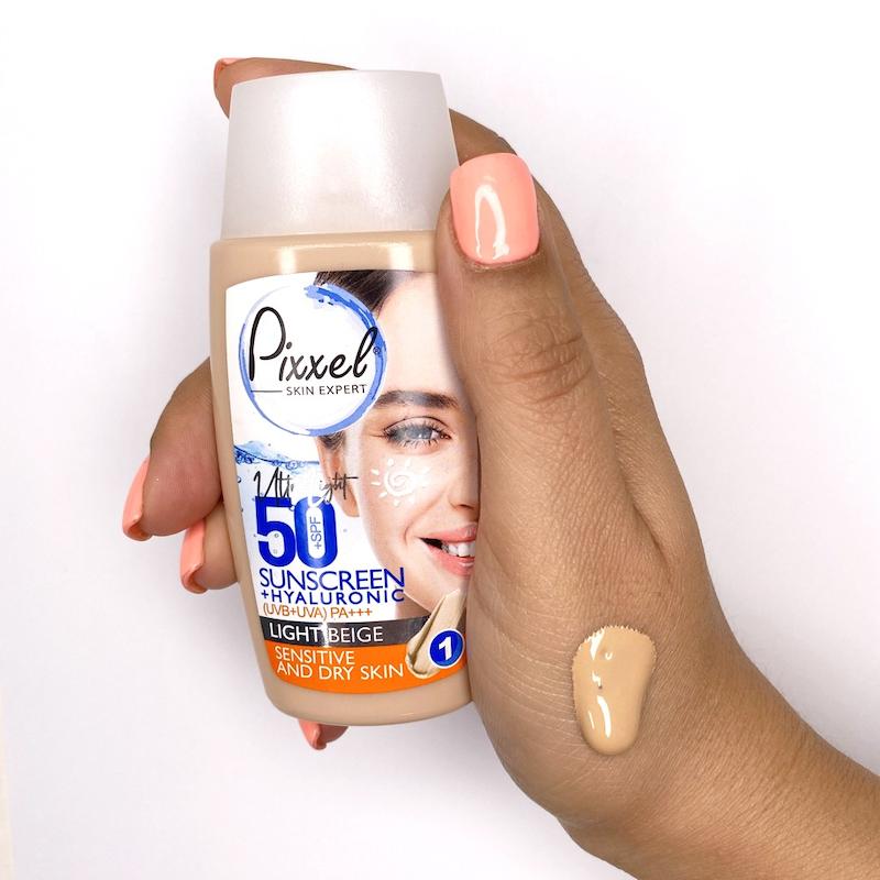 ضد آفتاب رنگی پیکسل SPF 50 مخصوص پوست حساس و خشک تا نرمال