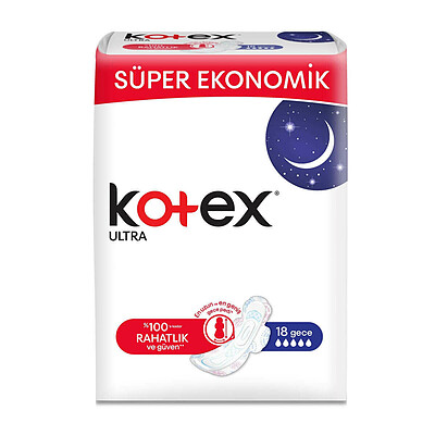 نوار بهداشتی کوتکس شبانه 18 عددی Kotex Ultra Gece