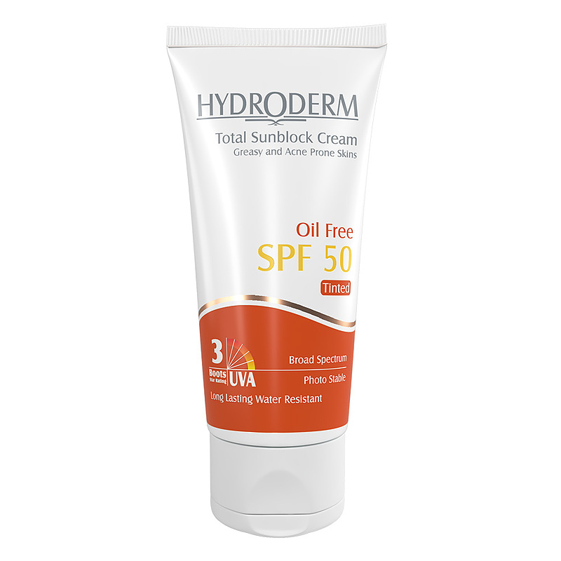 كرم ضد آفتاب SPF50 فاقد چربی رنگی هیدرودرم