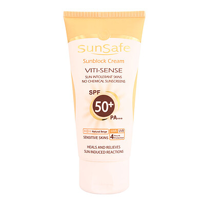 كرم ضد آفتاب فیزیکال پوست حساس +SPF 50 سان سیف