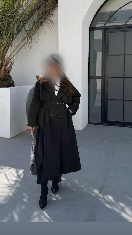 ترنچ کت بلند مشکی