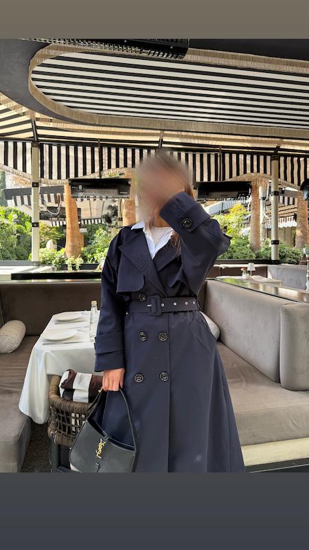 ترنچ کت بلند سرمه ای