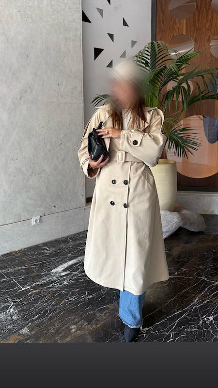 ترنچ کت بلند کرم