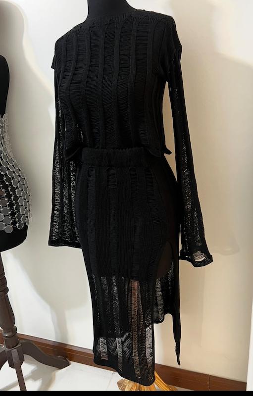 ست کراپ و دامن زاپدار