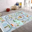 فرش ماشینی کودک طرح جاده حیوانات کد 101291 تمام رنگ 700 شانه 