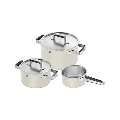 سرویس قابلمه ۳پارچه زولینگ مدل پیور رنگ کرم ZWILLING Pure Cookware ivory 