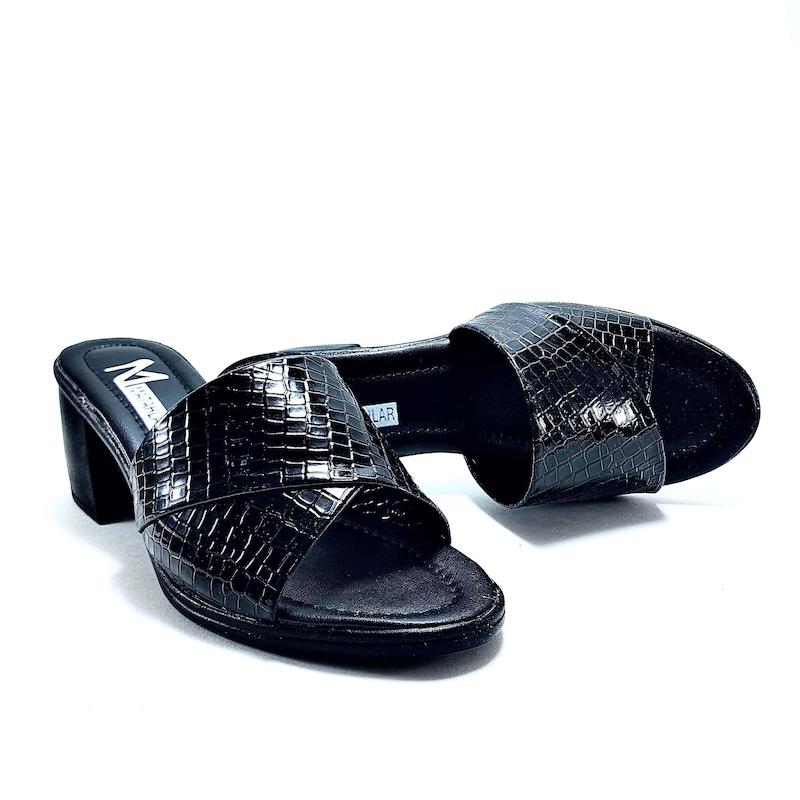 صندل مجلسی زنانه شیما پاشنه دار پاکتی سنگی براق