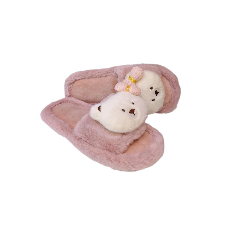 اسلیپر روفرشی زنانه خزدار خرسی جلوباز