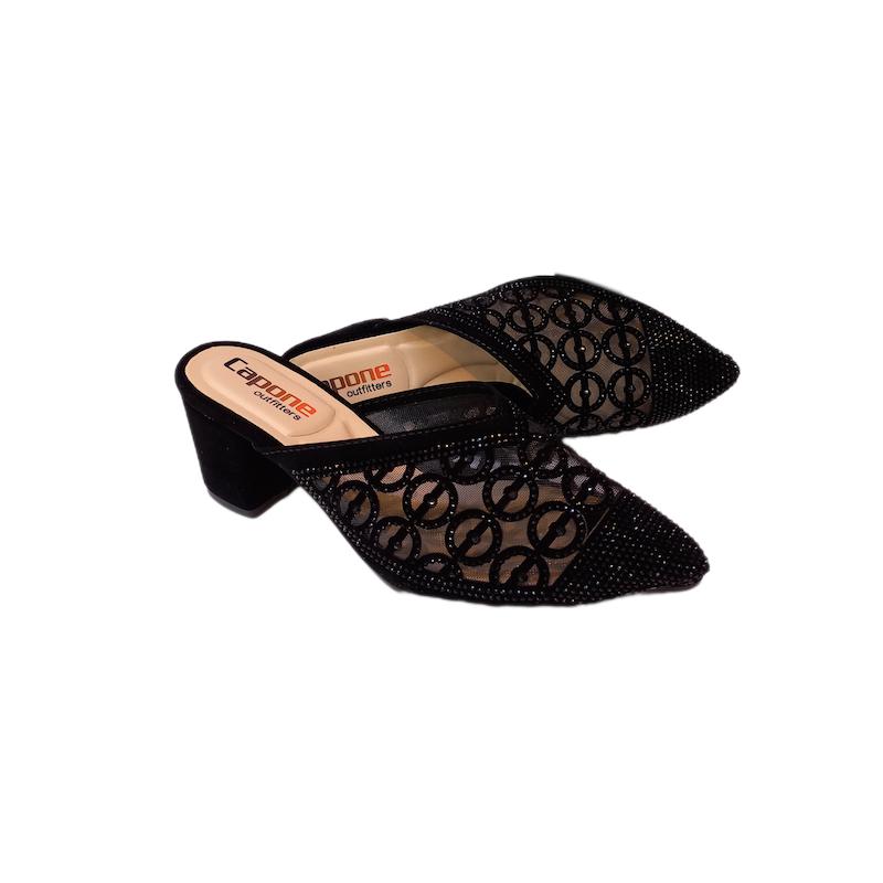 صندل مجلسی زنانه نگین مخمل پاشنه دار