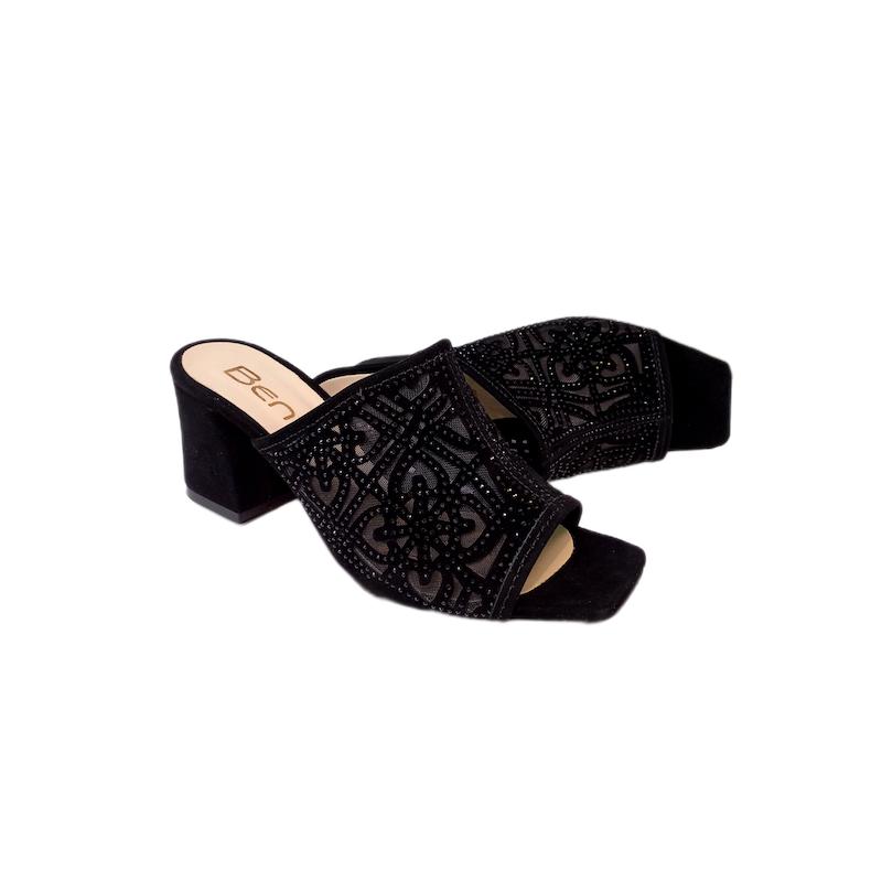 صندل مجلسی زنانه مخمل پاشنه دار بنیتا