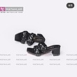 صندل زنانه مجلسی دوبند بافتی پاشنه دار جلوباز دارای سایز کوچک مناسب پاهای معمولی و لاغرو کشیده