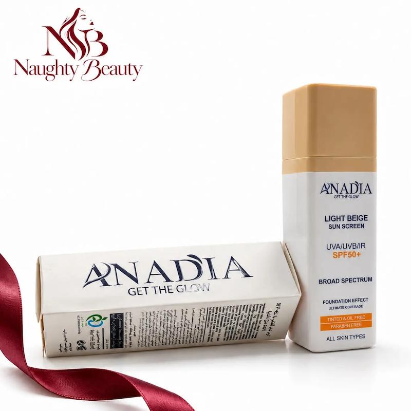کرم ضد آفتاب لایت بژ  SPF+50 -آنادیا