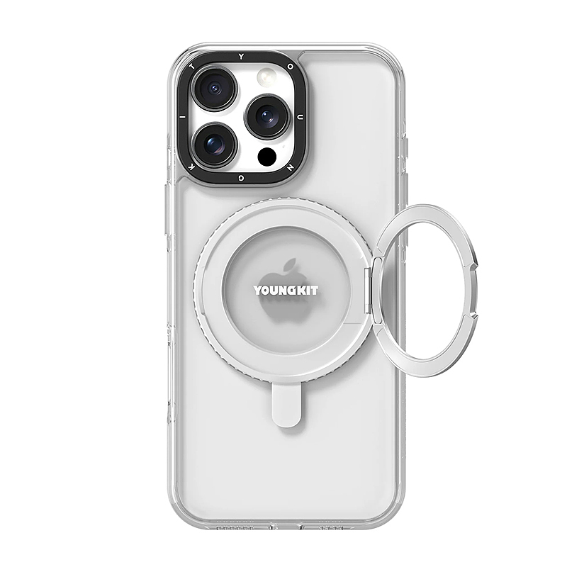 قاب یانگکیت YOUNGKIT مدل Crystal Non-Yellowing 360° Rotation Ring Stand  همراه با مگ سیف -  Youngkit Crystal Non-Yellowing 360° Rotation Ring Stand Iphone Case With MagSafe