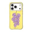 قاب موبایل Youngkit مدل Amethyst Grape با فریم سیلیکونی زرد و بک‌پلیت مات با طرح انگور بنفش، مناسب آیفون 17 پرو مکس و سازگار با MagSafe.