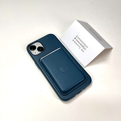 قاب چرمی اصلی مگ سیف دار آیفون سرمه ای- Apple Iphone Baltic Blue Leather Case With Magsafe