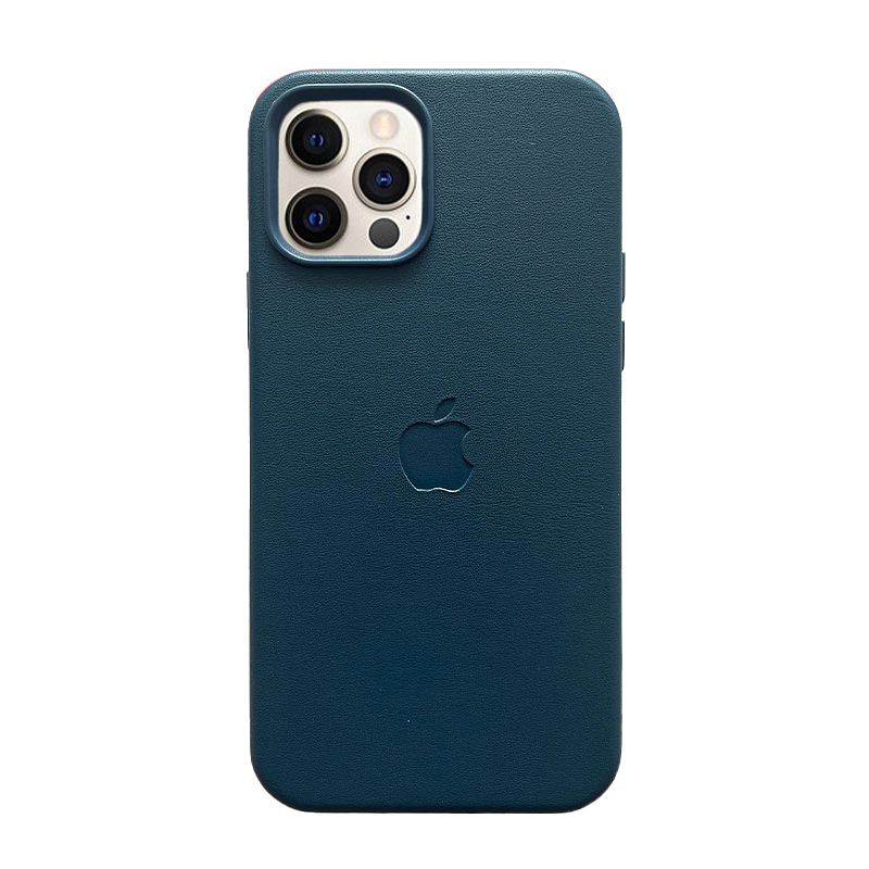 قاب چرمی اصلی مگ سیف دار آیفون سرمه ای- Apple Iphone Baltic Blue Leather Case With Magsafe