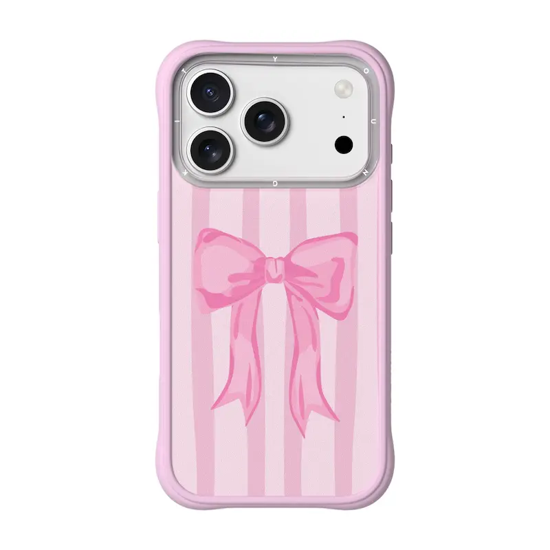 قاب پاپیون صورتی یانگکیت Vintage Pink Stripes with Bow اورجینال | Youngkit