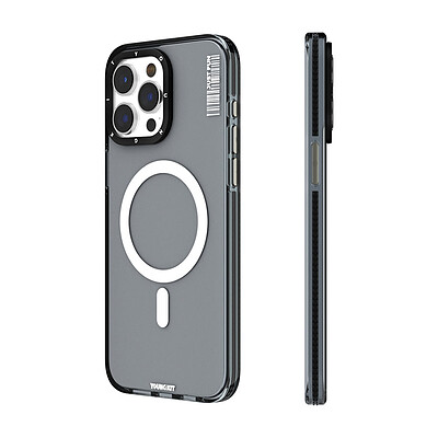 قاب آیفون YOUNGKIT مدل  Crystal Colors مگ سیف دار مشکی - Youngkit BlackTransparent Crystal Glossy Magsafe iPhone 13/14/15 Case