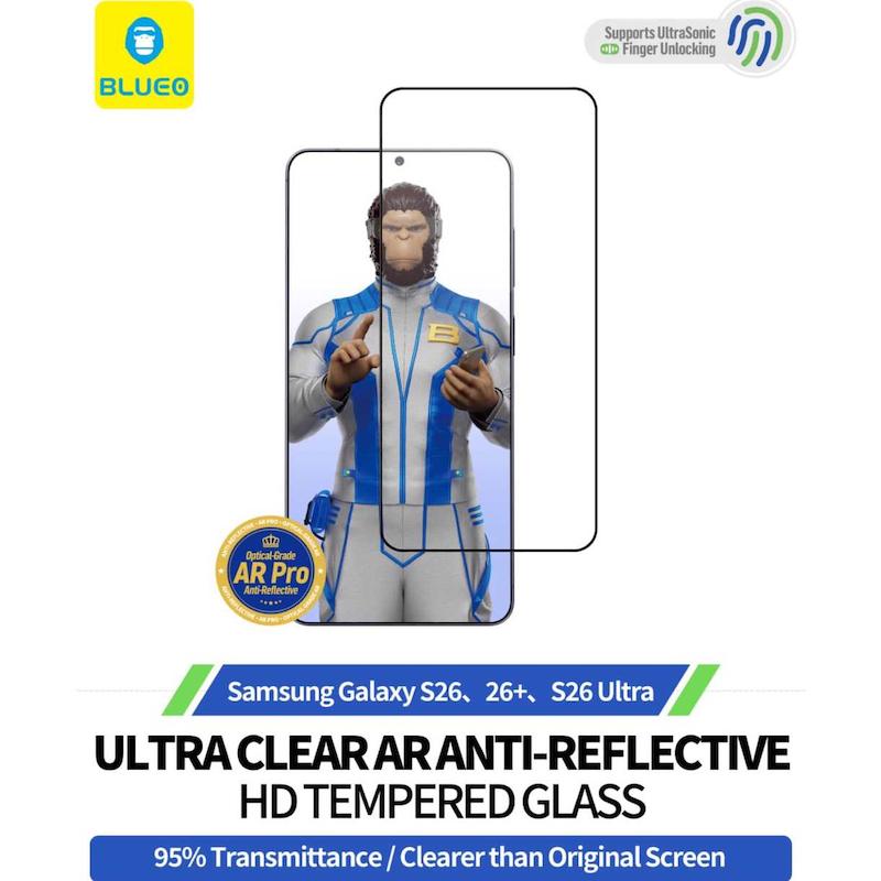 گلس بلو ضد انعکاس نور شفاف سامسونگ – Blueo 2.5D AR Ultrathin Anti‑Reflective HD Tempered Glass برای Samsung سری S و Z