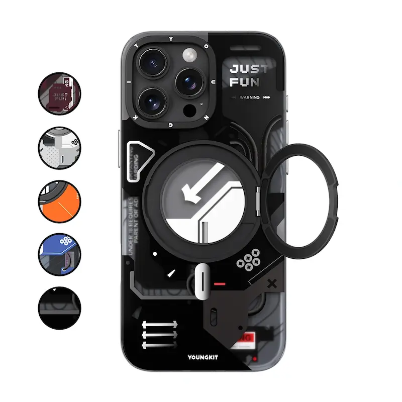 قاب یانگکیت YOUNGKIT مدل Cyberpunk 360° Rotation Ring Stand همراه با استند چرخشی و مگ سیف -  Apple iphone Youngkit Cyberpunk 360° Rotation Ring Stand Case MagSafe 