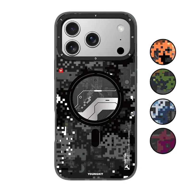 قاب یانگ کیت Pixel Camouflage 2.0 مشکی برای آیفون 17و18 