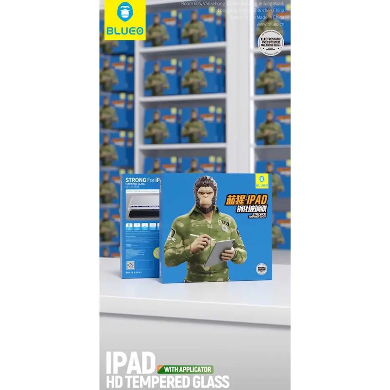 گلس آیپد بلو HD با کیت نصب آسان - Blueo Strong Tempered With Applicator Glass iPad