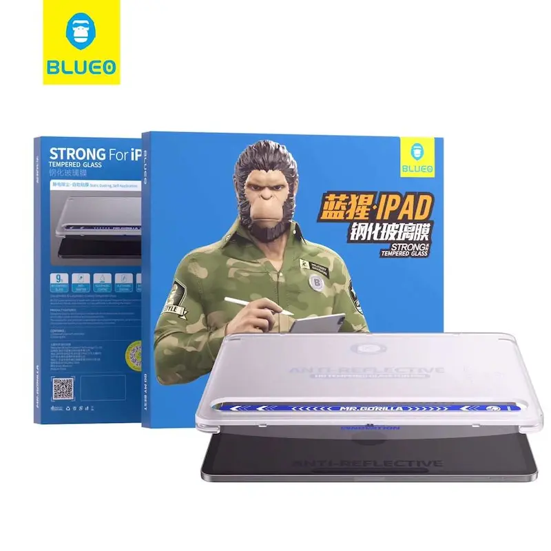 گلس آیپد بلو HD با کیت نصب آسان - Blueo Strong Tempered With Applicator Glass iPad