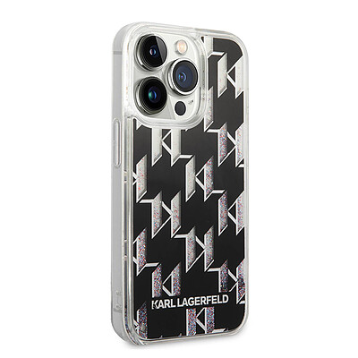 قاب کارل لاگرفلد مدل LIQUID GLITTER MONOGRAM PATTERN  مناسب برای گوشی موبایل اپل - karl lagerfeld Iphone case Liquid Glitter Black Monogram Pattern 