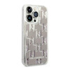 قاب کارل لاگرفلد مدل آینه ای Iphone Case lagerfeld Liquid Glitter Silver Monogram Pattern