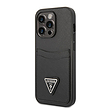 قاب گس جاکارتی دار مناسب برای گوشی موبایل اپل - Guess iPhone PU Black Saffiano Case with Double Cardslot & Metal Triangle Logo 