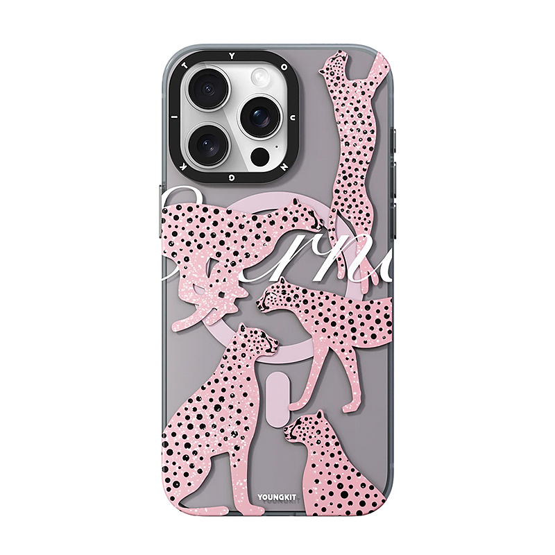 قاب یانگکیت YOUNGKIT مدل Mysterious Leopard + Glitter MagSafe مگ سیف دار - Apple iphone Mysterious Leopard + Glitter MagSafe