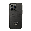 قاب گس جاکارتی دار مناسب برای گوشی موبایل اپل - Guess iPhone PU Black Saffiano Case with Double Cardslot & Metal Triangle Logo 