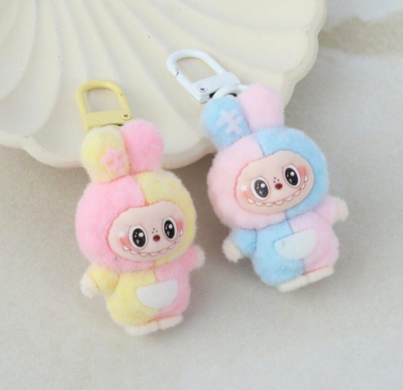 جاکیلیدی مخملی طرح لبوبو قلاب دار