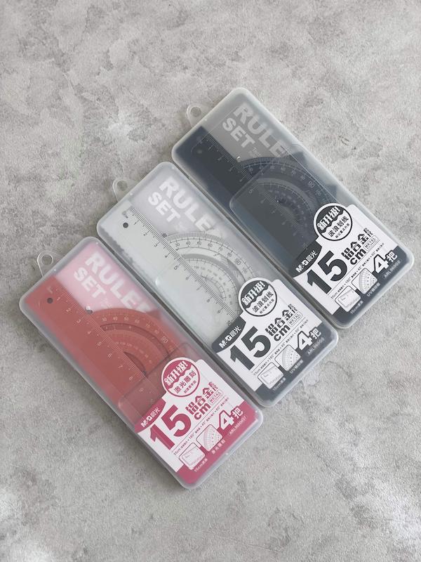 ست ۴ تیکه خط کش ، گونیا و نقاله فلزی 