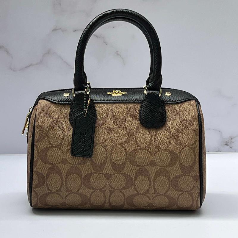 کیف صندوقی ساده (کرم مشکی)