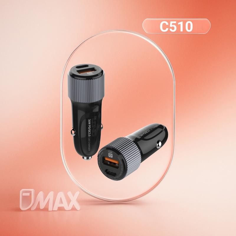 شارژر فندکی 36 وات الدینیو مدل C510 به همراه کابل USB-C