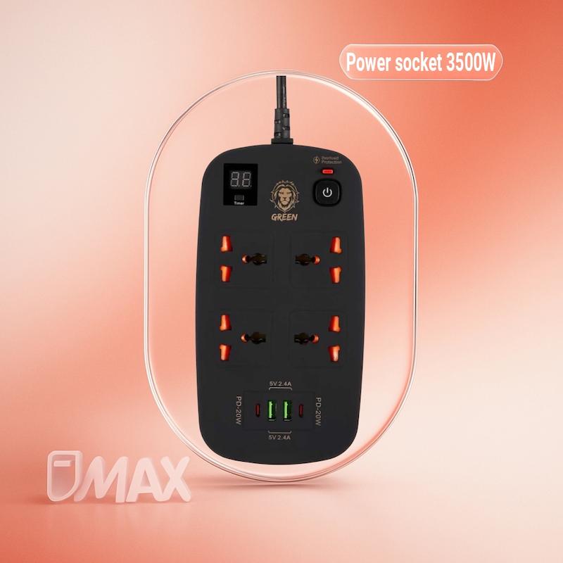 چند راهی برق گرین Green Lion 40W Multiport Smart Power Socket 3500W