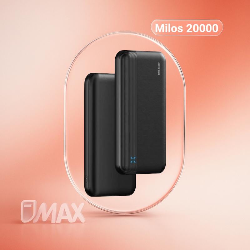 پاوربانک گرین لاین مدل Milos با ظرفیت 20000 میلی آمپر ساعت