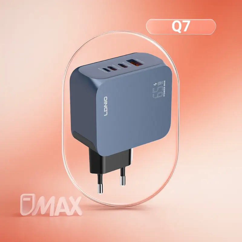 شارژر دیواری 65 وات الدینیو مدل LDNIO Q7 به همراه کابل دو سر تایپسی 