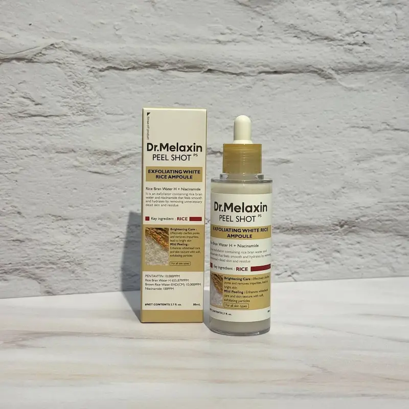 سرم برنج لایه‌بردار پیل شات دکتر ملاکسین 80 میل Dr.Melaxin Peel Shot Exfoliant White Rice Ampoule