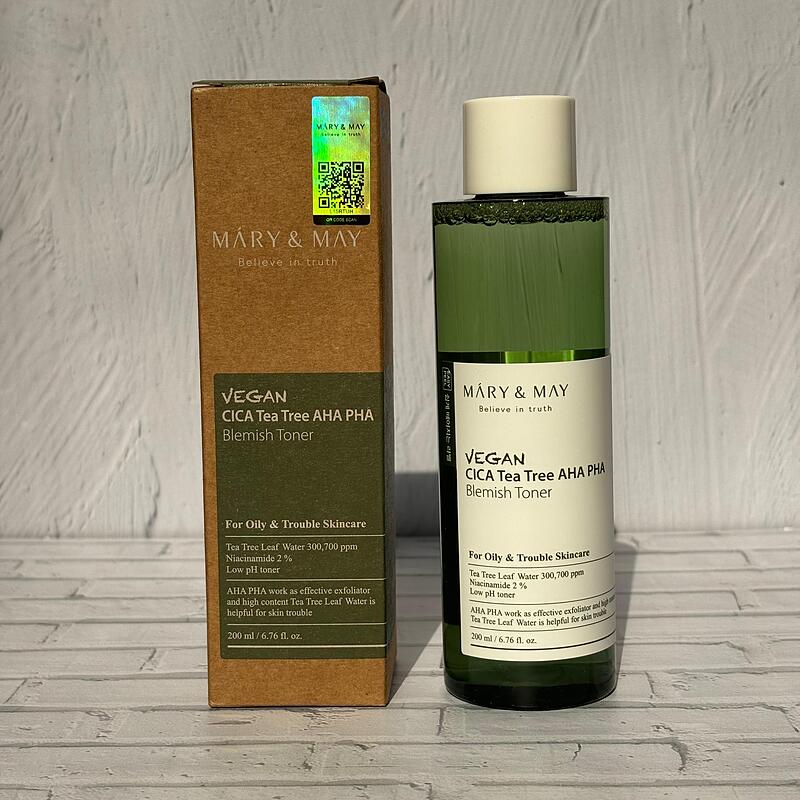 تونر درخت چای و لایه بردار مری اند می 200 میل Mary & May Vegan Cica Teatree AHA PHA Blemish Toner